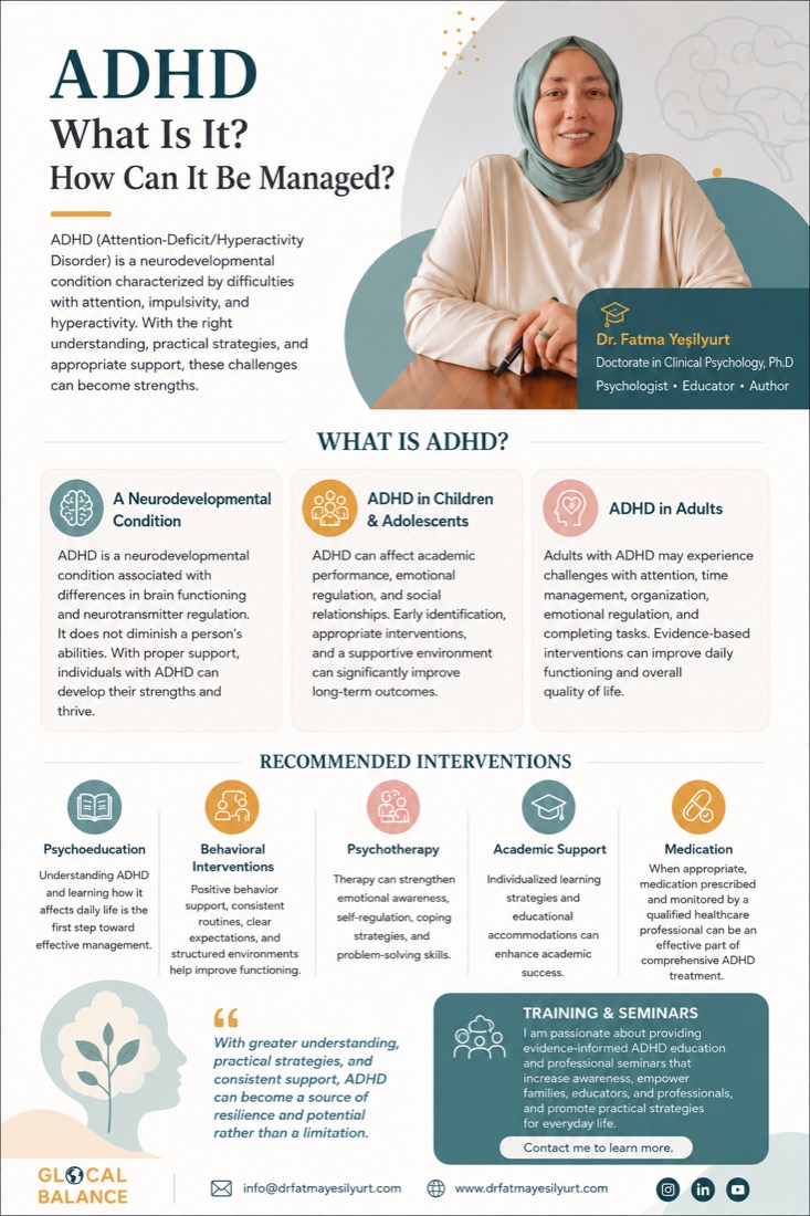 Understanding ADHD — seminar poster by Dr. Fatma Yeşilyurt