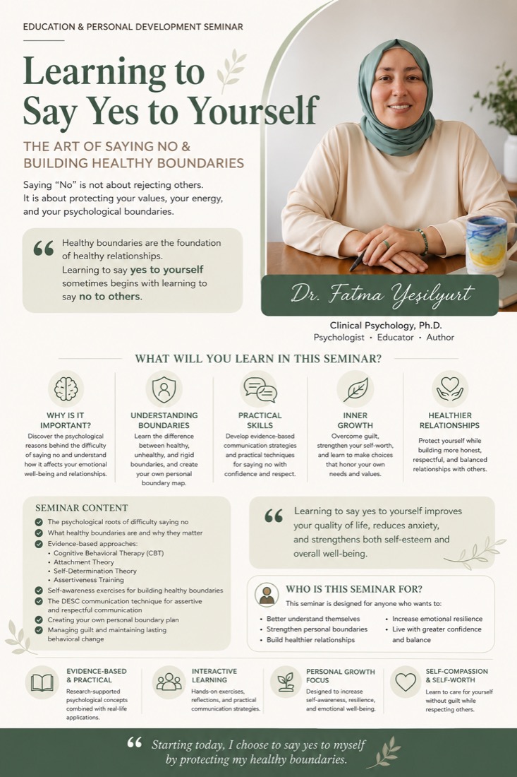 Healthy Boundaries — seminar poster by Dr. Fatma Yeşilyurt